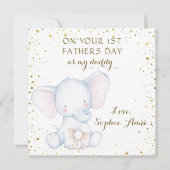 かわいい水彩象1日目のお父さん ノートカード (正面)