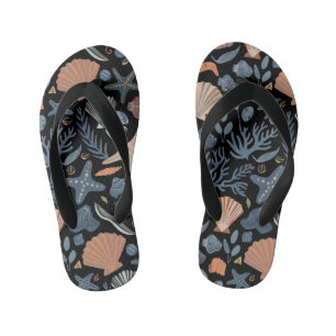 かわいい水彩貝殻サンゴ キッズビーチサンダル