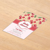 かわいい水彩赤いさくらんぼ赤いシャワー アクリル招待状 (レイダウン)