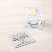 かわいい水彩赤い列車任意の年齢誕生日 スクエアペーパーコースター (インサイチュ)