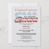 かわいい水彩赤い列車任意の年齢誕生日 招待状 (正面)