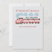 かわいい水彩赤い列車任意の年齢誕生日 招待状 (裏面)