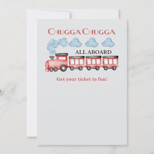かわいい水彩赤い列車任意の年齢誕生日 招待状 (裏面)
