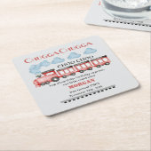 かわいい水彩赤い列車2nd誕生日 スクエアペーパーコースター (アングル)