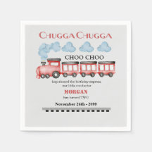 かわいい水彩赤い列車2nd誕生日