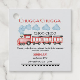 かわいい水彩赤い列車2nd誕生日 フェイバータグ