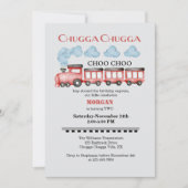 かわいい水彩赤い列車2nd誕生日 招待状 (正面)