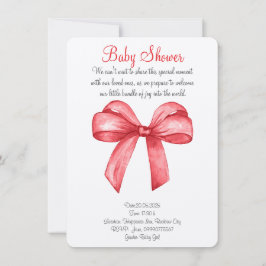 かわいい水彩赤い弓の誘い セーブザデート