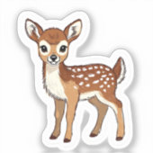 かわいい水彩赤ちゃん鹿ステッカー シール (正面)