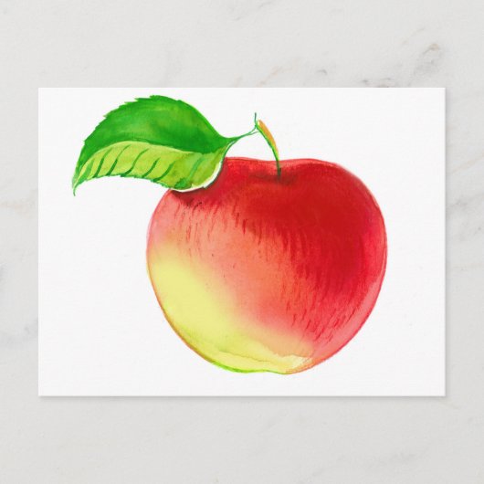 かわいい水彩赤りんご果実 ポストカード (正面)