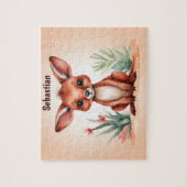 かわいい水彩赤カンガルーパーソナライズされたキッズ ジグソーパズル (縦)