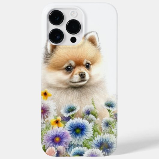 かわいい水彩赤ポメラニア犬子犬 Case-Mate iPhoneケース (裏面)