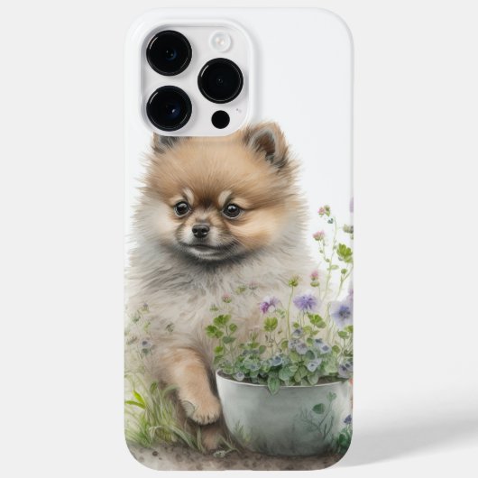 かわいい水彩赤ポメラニア犬子犬 Case-Mate iPhoneケース (裏面)