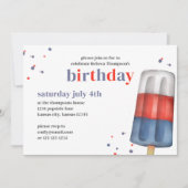 かわいい水彩赤白青ポップシクル夏 招待状 (正面)