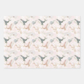 かわいい水彩赤面ピンクホエールドルフィンアニマル ラッピングペーパーシート (正面2)