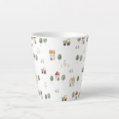 かわいい水彩農場のパターン カフェラテマグ (正面)