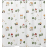 かわいい水彩農場のパターン シャワーカーテン (正面)