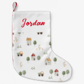 かわいい水彩農場のパターン スモールクリスマスストッキング (正面)
