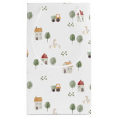 かわいい水彩農場のパターン スモールペーパーバッグ (裏面)