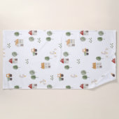 かわいい水彩農場のパターン ビーチタオル (正面)