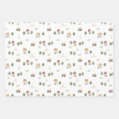 かわいい水彩農場のパターン ラッピングペーパーシート (正面2)