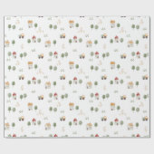 かわいい水彩農場のパターン ラッピングペーパー (フラット)