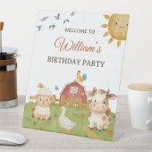 かわいい水彩農場の動物の誕生日 台座サイン (インサイチュ)