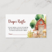 かわいい水彩農場の赤ちゃんシャワー、おむつラッフル エンクロージャーカード (正面)