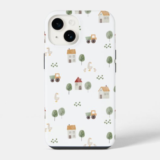 かわいい水彩農場パターン iPhoneケース (裏面)