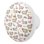 かわいい水彩農家の納屋の動物の絵柄 セラミックノブ (右)