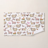 かわいい水彩農家の納屋の動物の絵柄 バスタオルセット (ハンドタオル)