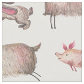 かわいい水彩農家の納屋の動物の絵柄 ファブリック (クローズアップ)