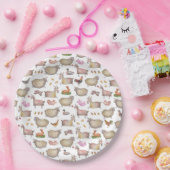 かわいい水彩農家の納屋の動物の絵柄 ペーパープレート (パーティー)