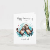 かわいい水彩重要なオッターパン記念日 カード (正面)