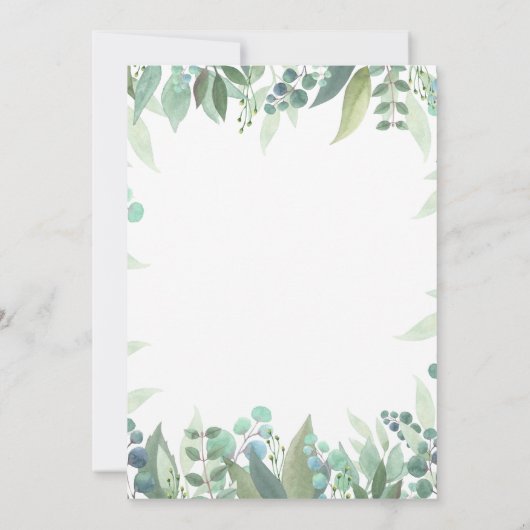 かわいい水彩野生の一頬ベビーシャワー 招待状 (裏面)