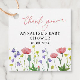 かわいい水彩野草の赤ちゃんシャワー フェイバータグ