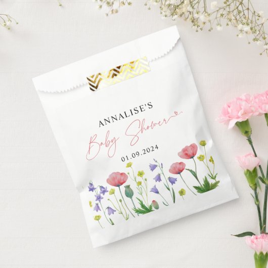 かわいい水彩野草の赤ちゃんシャワー フェイバーバッグ (封をした状態)