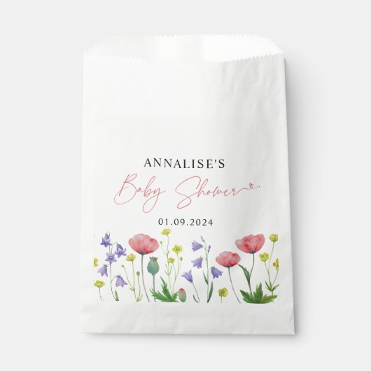 かわいい水彩野草の赤ちゃんシャワー フェイバーバッグ (正面)