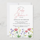 かわいい水彩野草の赤ちゃんシャワー 招待状 (正面)