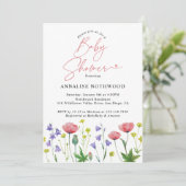 かわいい水彩野草の赤ちゃんシャワー 招待状 (スタンド正面)