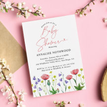 かわいい水彩野草の赤ちゃんシャワー