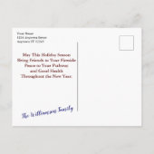 かわいい水彩雪だるまの写真クリスマス ポストカード (裏面)