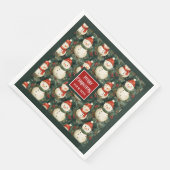 かわいい水彩雪だるまクリスマスカスタムナプキン (コーナー)