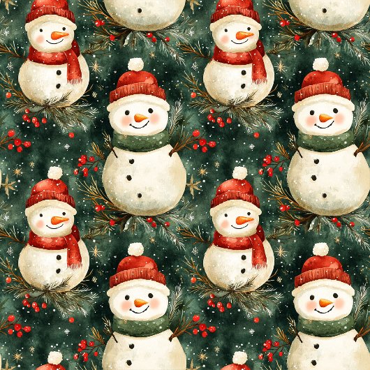 かわいい水彩雪だるまクリスマスカスタムナプキン