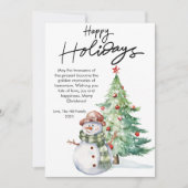 かわいい水彩雪だるまクリスマスフラット シーズンカード (正面)