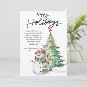 かわいい水彩雪だるまクリスマスフラット シーズンカード (スタンド正面)