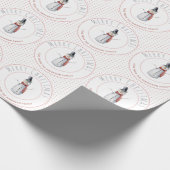 かわいい水彩雪だるまファミリー名水玉模様 ラッピングペーパー