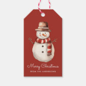 かわいい水彩雪だるま クリスマスおめでとう ギフトタグ (正面)