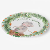 かわいい水彩雪だるま ペーパープレート (アングル)