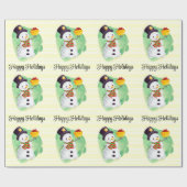 かわいい水彩雪だるま ラッピングペーパー (フラット)